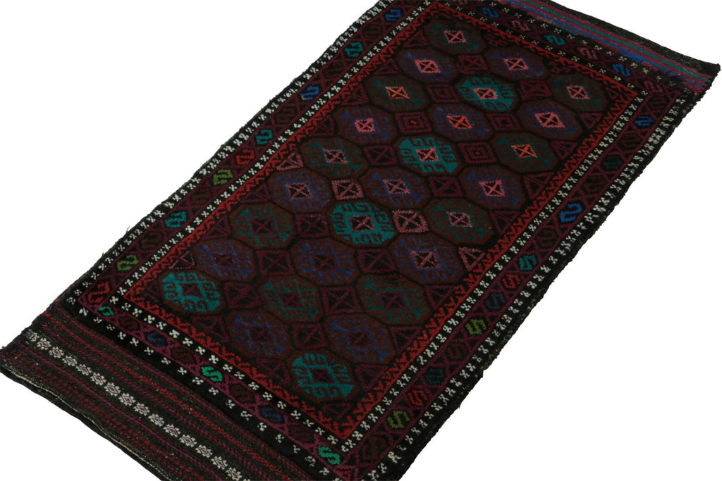 Vintage Balouch Persian Rug In Polychromatic Patterns