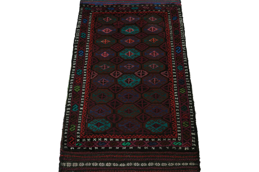 Vintage Balouch Persian Rug In Polychromatic Patterns