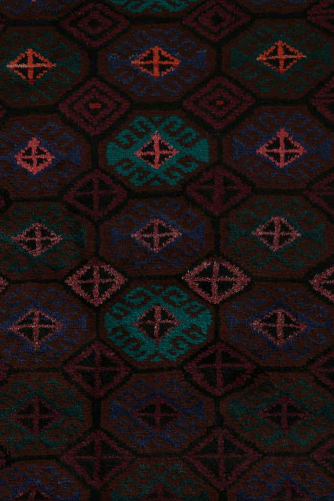 Vintage Balouch Persian Rug In Polychromatic Patterns