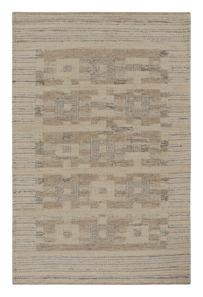 Scandinavian Rug In Beige Brown & Gray Patterns