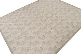 Scandinavian Style Kilim In Gray Beige White Patterns