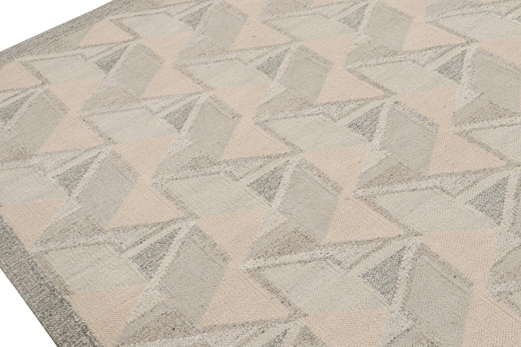 Scandinavian Style Kilim In Gray Beige White Patterns