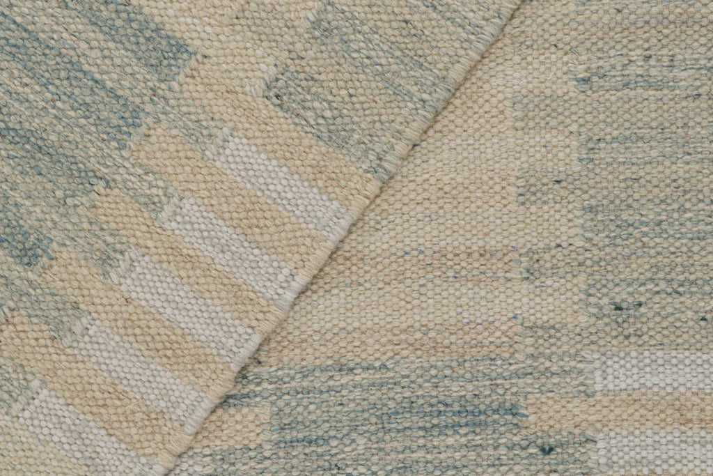Scandinavian Custom Rug In Blue & Beige Patterns