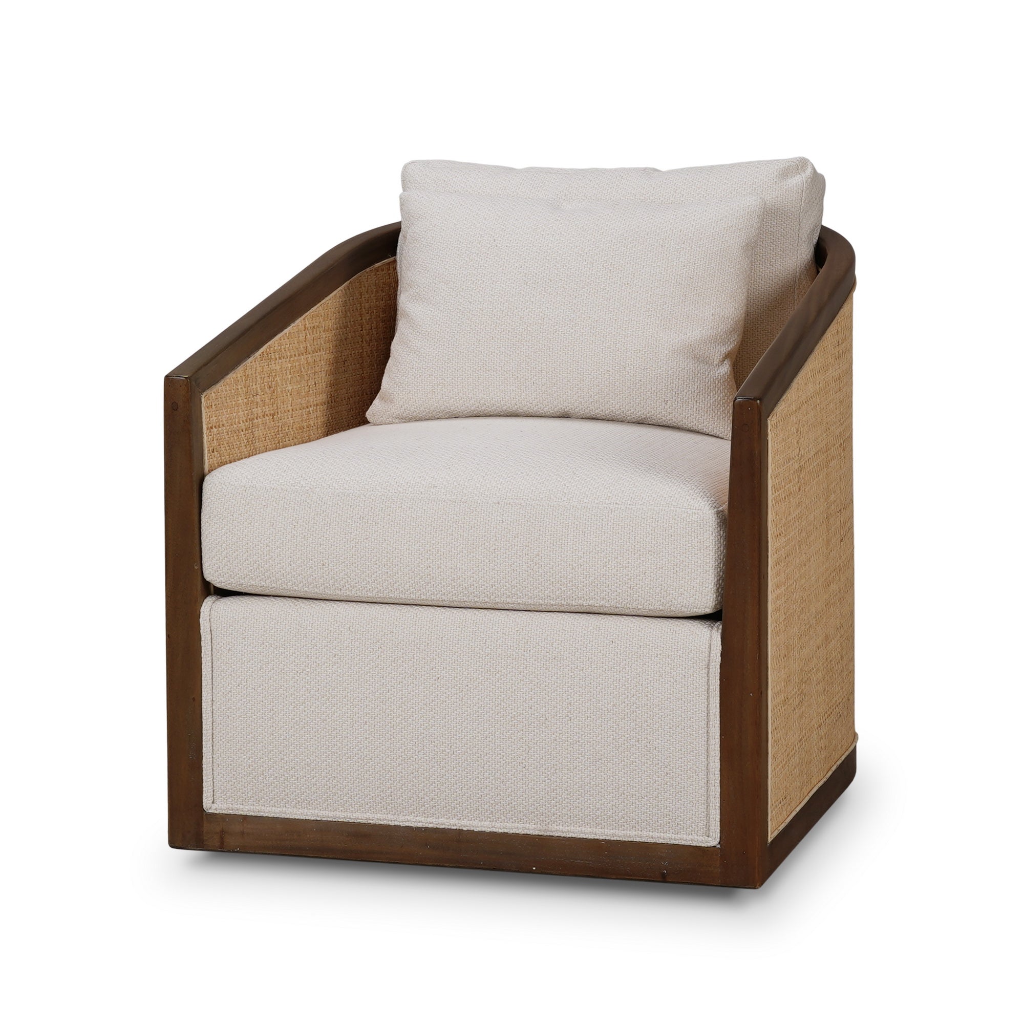 Willis Swivel Chair Straw Wash & Rattan Natural