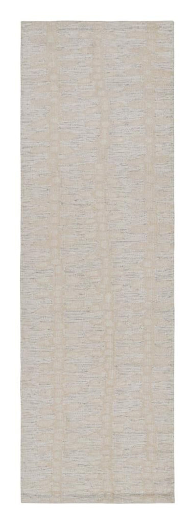 Scandinavian Rug Runner In White Beige Floral Patterns