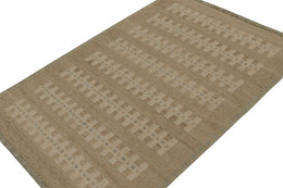 Scandinavian Rug With Beige Brown Geometric Patterns 6x9