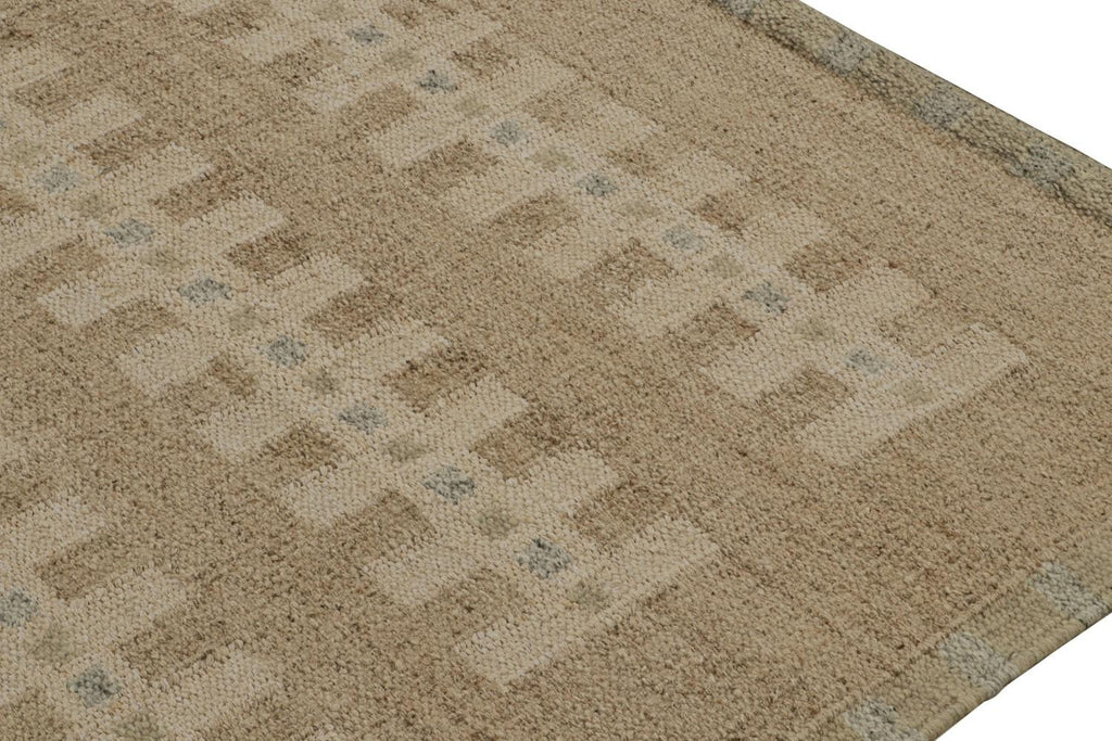 Scandinavian Rug With Beige Brown Geometric Patterns 6x9