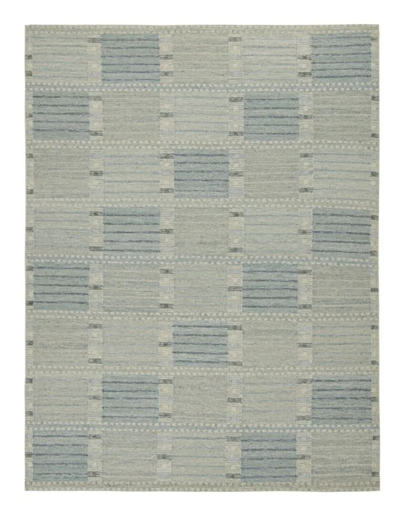 Custom Scandinavian Rug With Blue Geometric Patterns