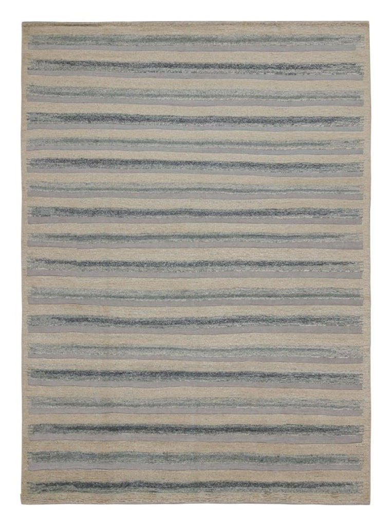 Scandinavian Rug In Beige And Blue Stripes