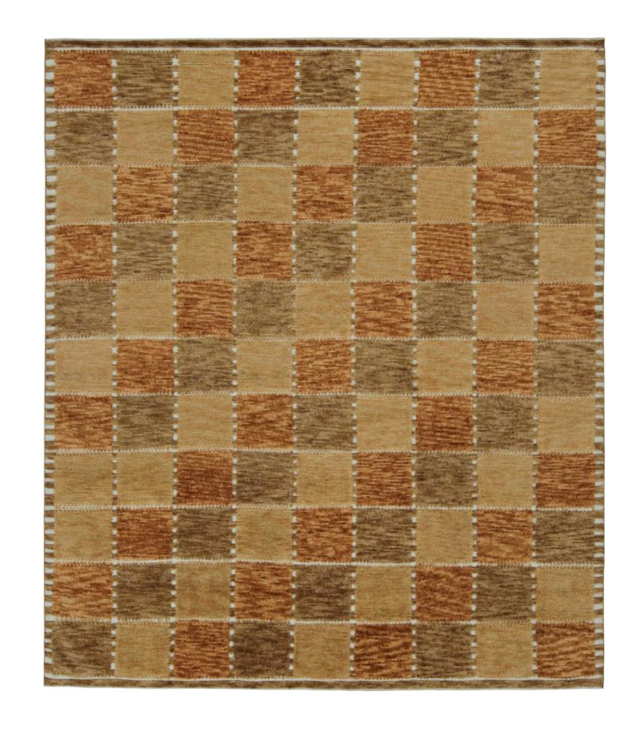 Scandinavian Rug With Geometric Patterns In Brown Tones