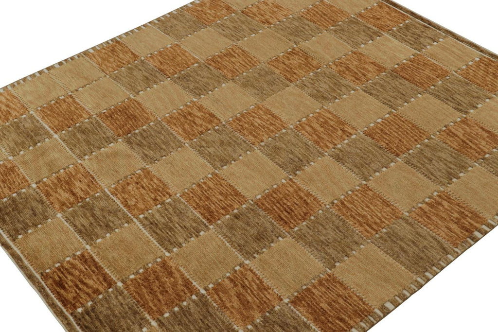 Scandinavian Rug With Geometric Patterns In Brown Tones