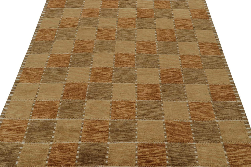 Scandinavian Rug With Geometric Patterns In Brown Tones