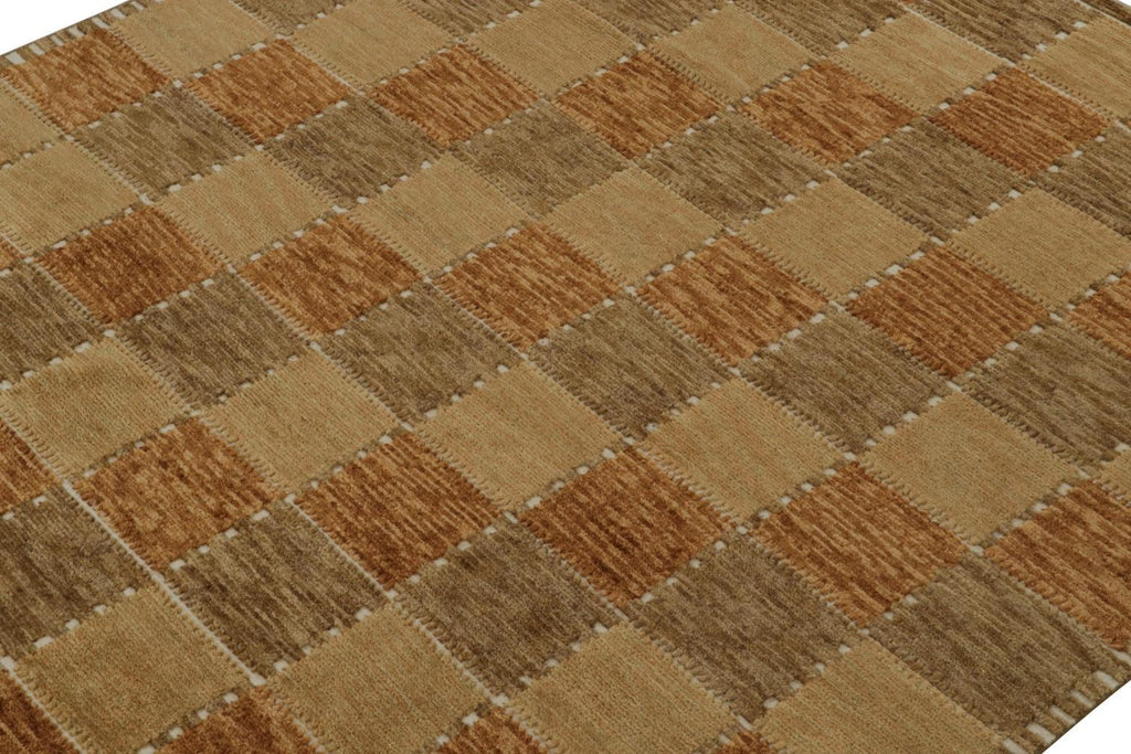 Scandinavian Rug With Geometric Patterns In Brown Tones