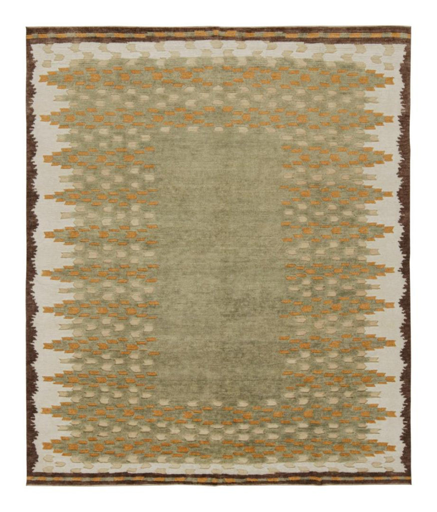 Scandinavian Rug In Green With Geometric Patterns 8X10