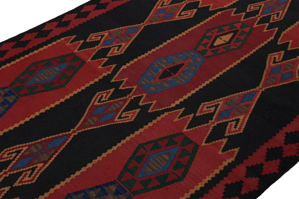 Vintage Afghan Kilim Runner Rug With Geometric Patterns 5x12