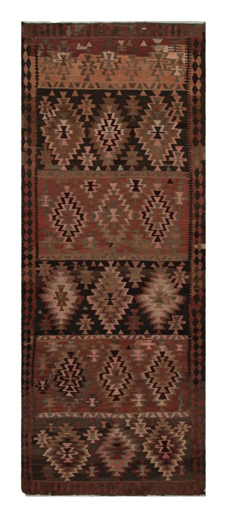 Vintage Afghan Kilim Runner Rug With Geometric Patterns 6x14