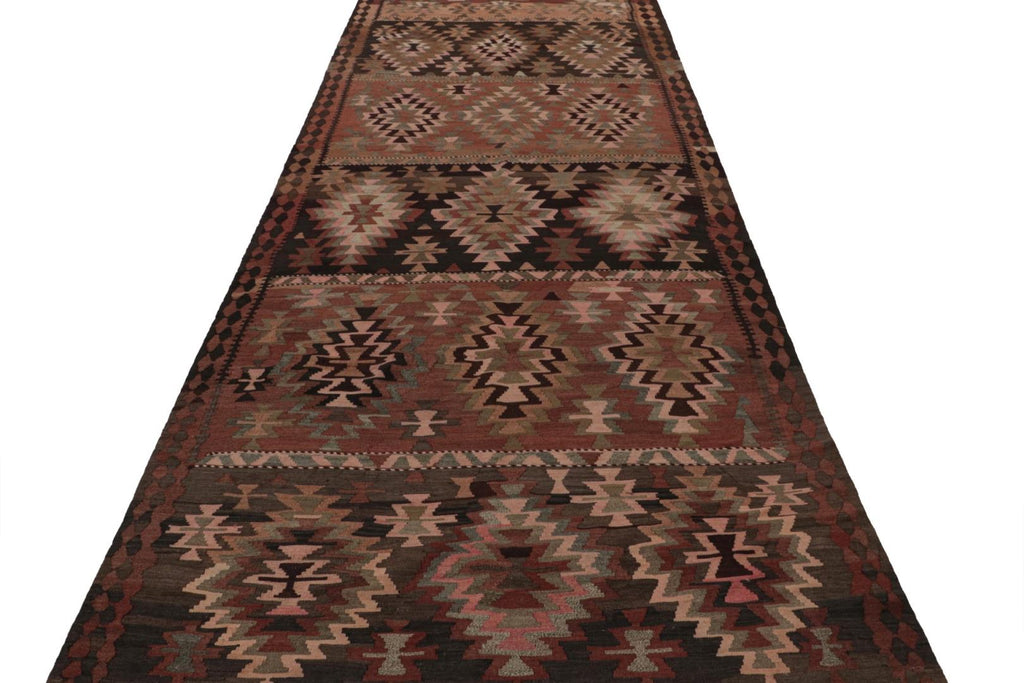 Vintage Afghan Kilim Runner Rug With Geometric Patterns 6x14