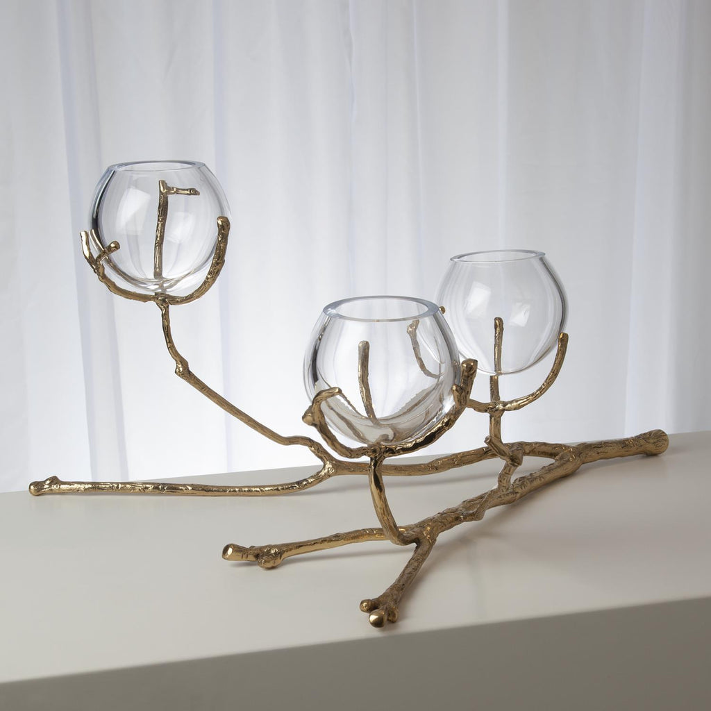 Twig 3 Vase Holder, Brass