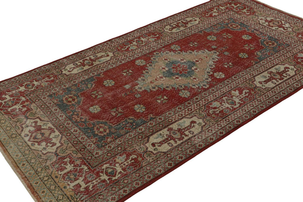 Vintage Zeki Muren Persian Inspired Rug In Beige Brown