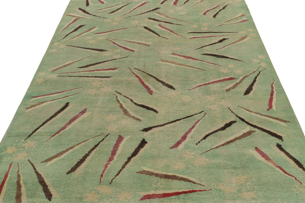 Vintage Zeki Muren Art Deco Rug In Green With Geometric Patterns