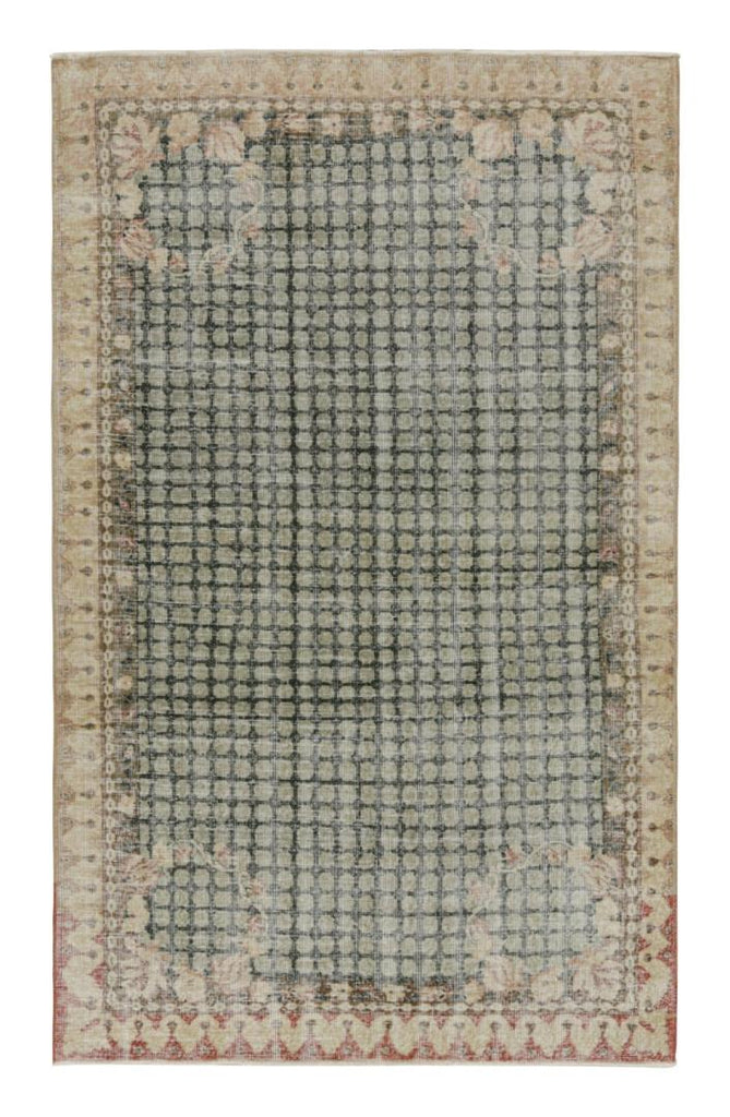 European Inspired Vintage Zeki Muren Rug With Geometric Patterns