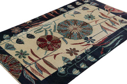 Vintage Zeki Muren Art Deco Rug With Floral Patterns