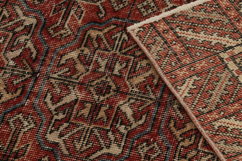 Vintage Zeki Muren Rug In Red With Tribal Geometric Patterns