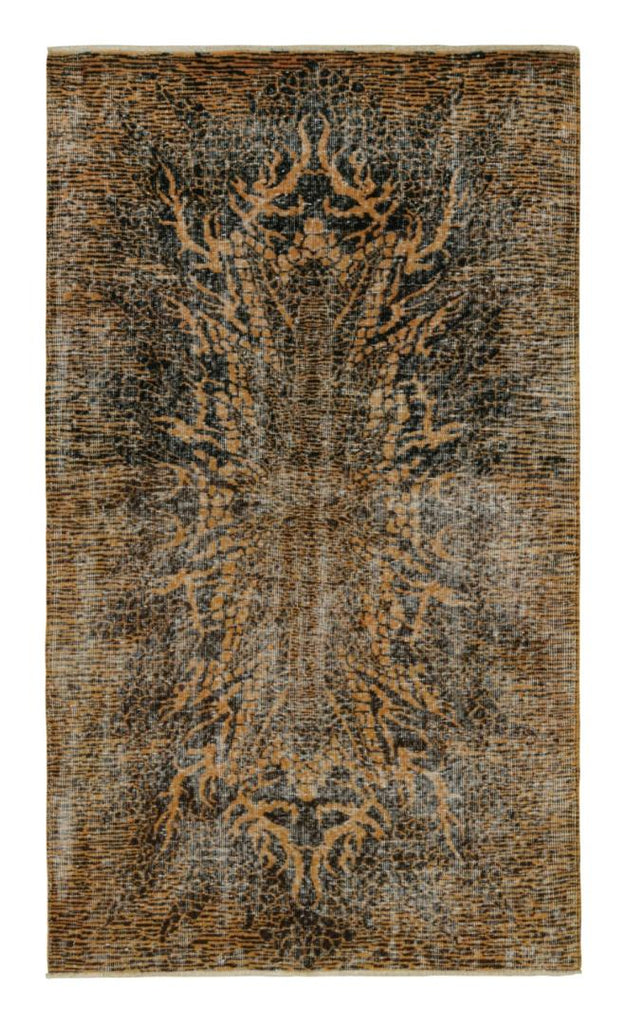 Vintage Zeki Muren Rug In Gold Brown & Black Patterns