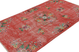 Vintage Zeki Muren Rug In Red With Floral Patterns