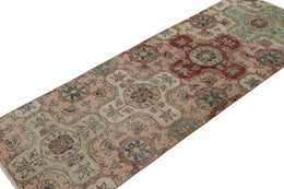 Vintage Distressed Isparta Runner Rug With Floral Medallions