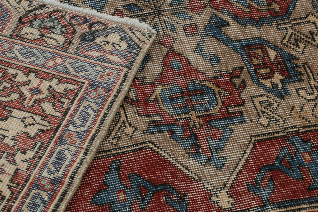 Vintage Zeki Muren Rug In Red & Blue Geometric Patterns