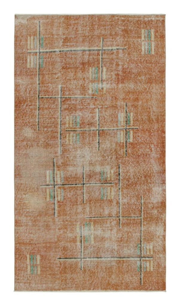 Vintage Zeki Muren Rug In Rust With Polychromatic Patterns