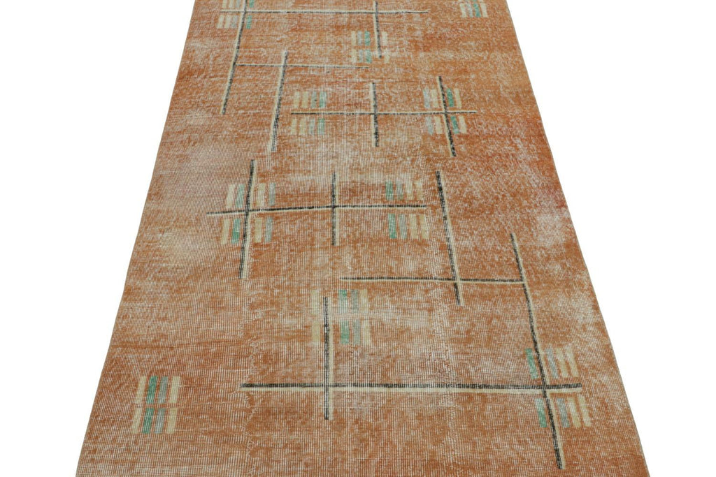 Vintage Zeki Muren Rug In Rust With Polychromatic Patterns