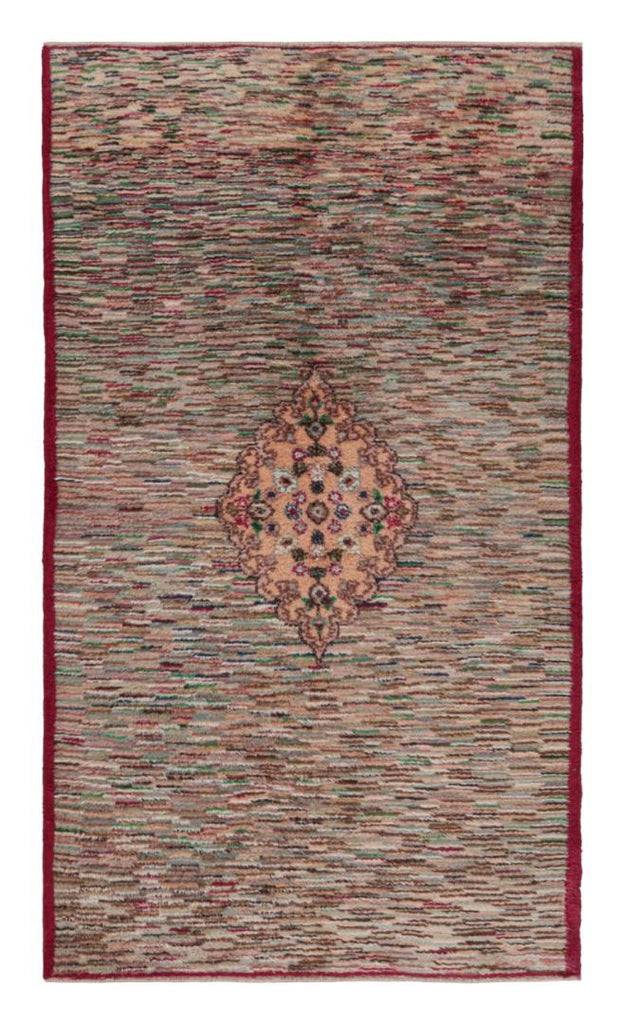 Vintage Muren Rug With Abstract Multihued Field And Medallion