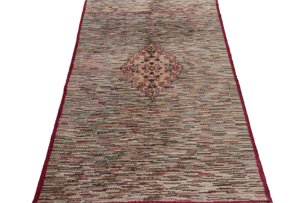 Vintage Muren Rug With Abstract Multihued Field And Medallion