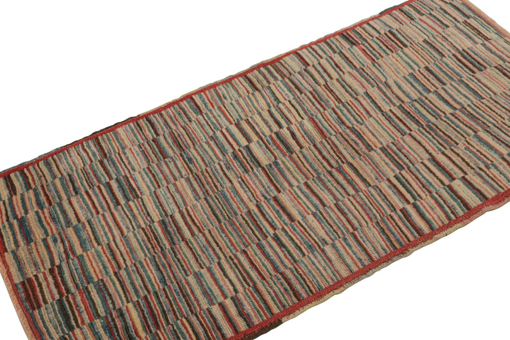 Vintage Turkish Burdur Rug With Polychromatic Striae Patterns