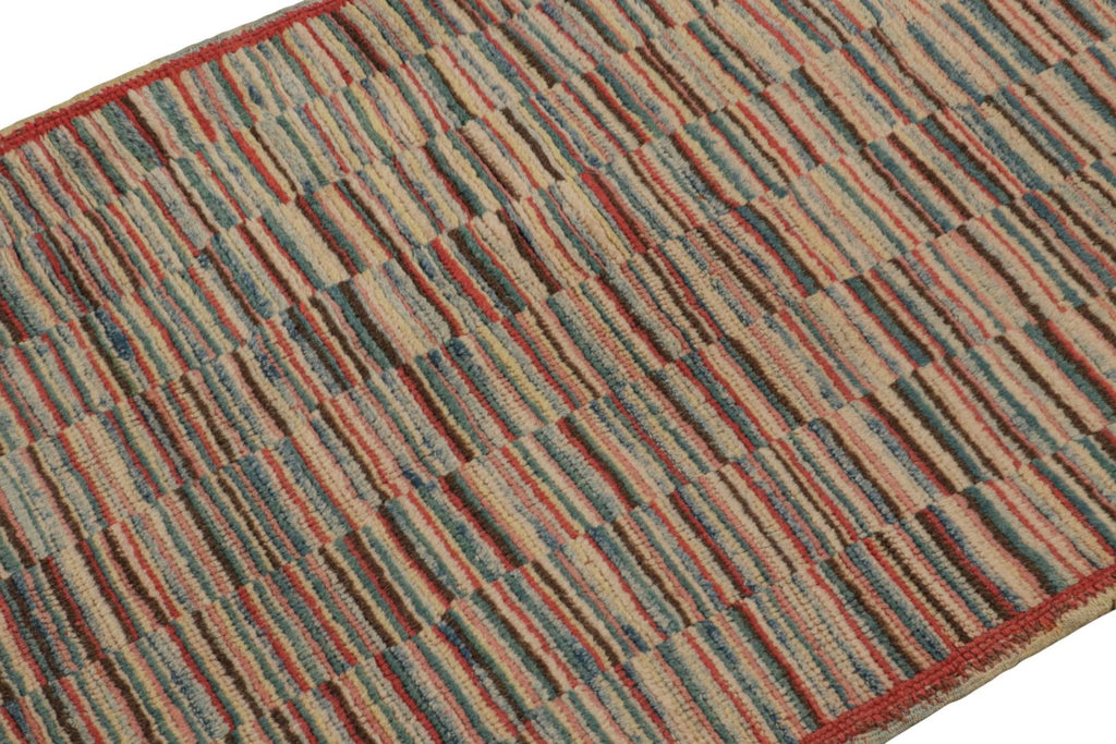 Vintage Turkish Burdur Rug With Polychromatic Striae Patterns