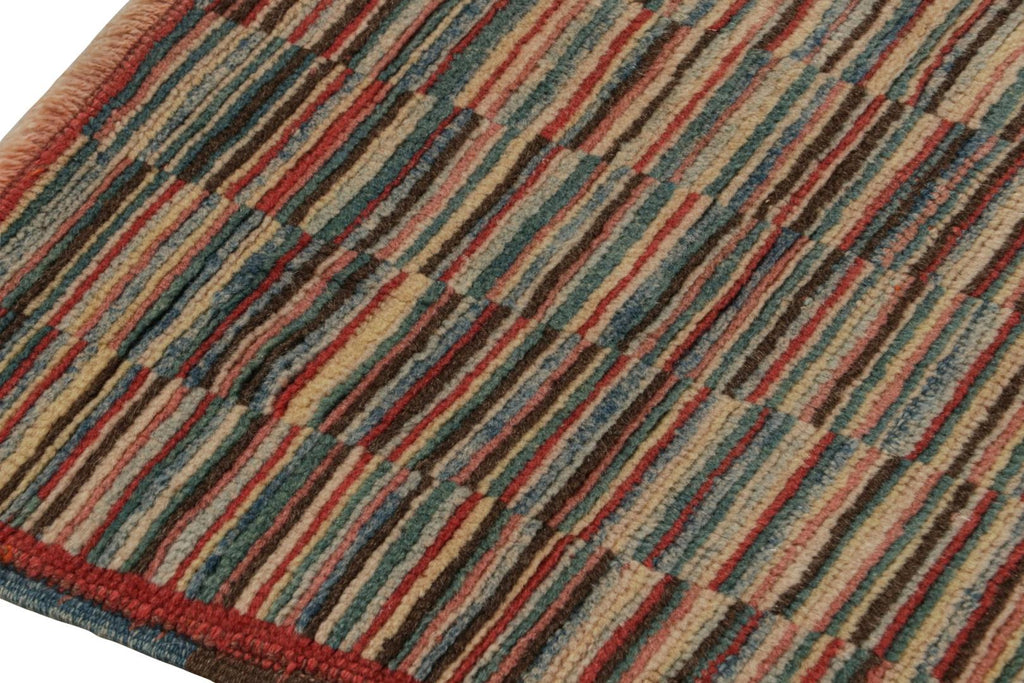 Vintage Turkish Burdur Rug With Polychromatic Striae Patterns