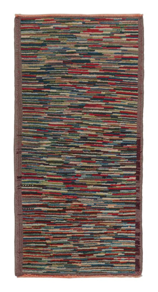 Vintage Turkish Burdur Rug With Polychromatic Striae Patterns 2x5