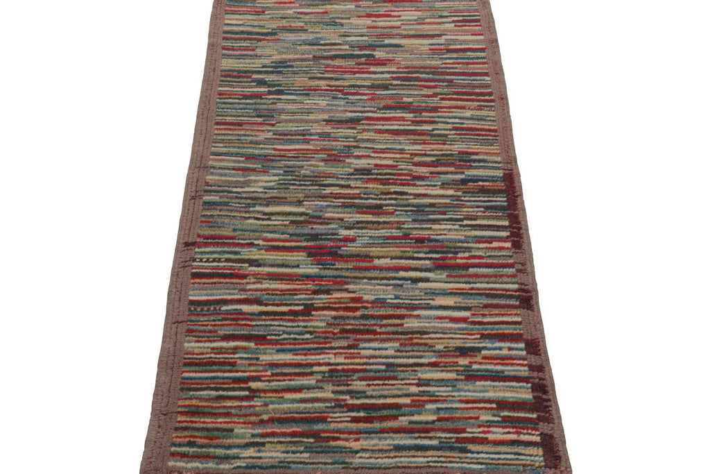 Vintage Turkish Burdur Rug With Polychromatic Striae Patterns 2x5