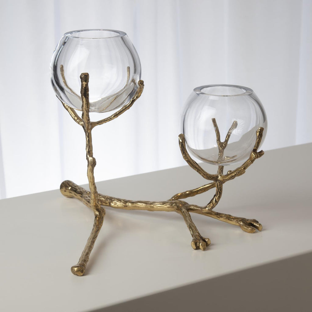 Twig 2 Vase Holder, Brass