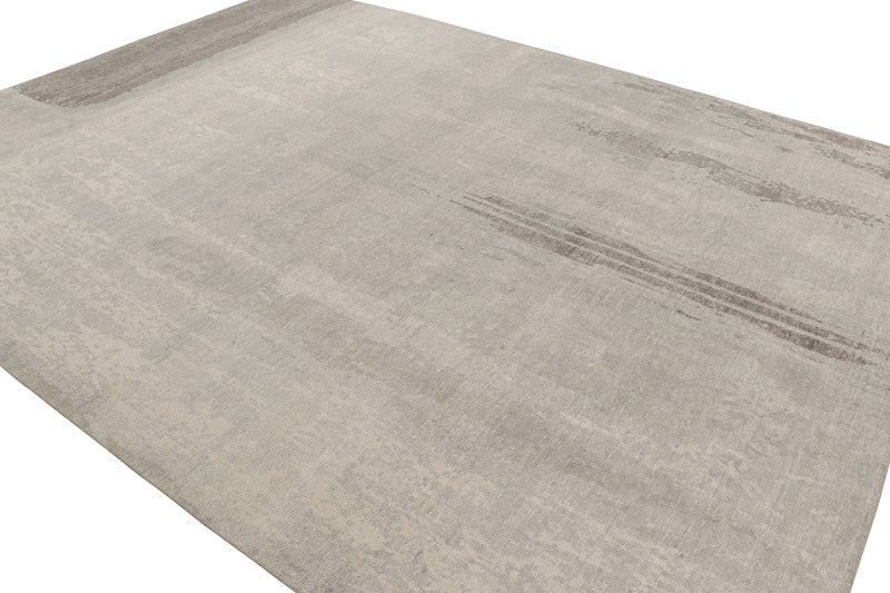 Modern Distressed Rug in Gray with Abstract Minimalist Patterns