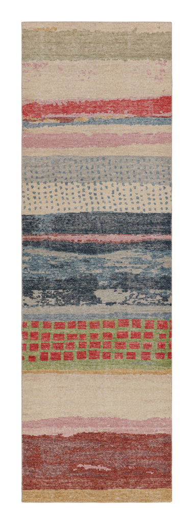 Modern Abstract Art Runner Rug in Polychromatic Tones