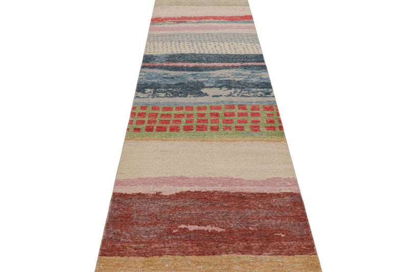 Modern Abstract Art Runner Rug in Polychromatic Tones