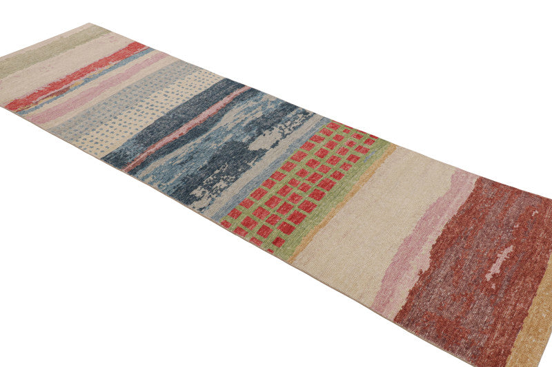 Modern Abstract Art Runner Rug in Polychromatic Tones