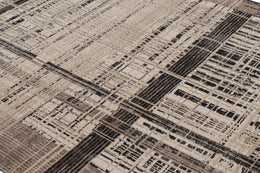 Modern Distressed Geometric Rug in Beige/Brown White & Black Tones