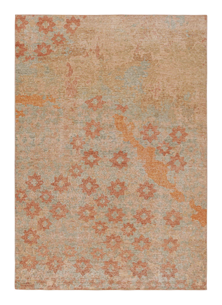 Modern Abstract Art Rug with Colorful Floral Patterns