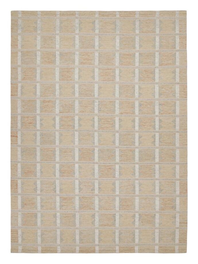 Scandinavian Style Kilim In Ivory & Off White Geometric Patterns