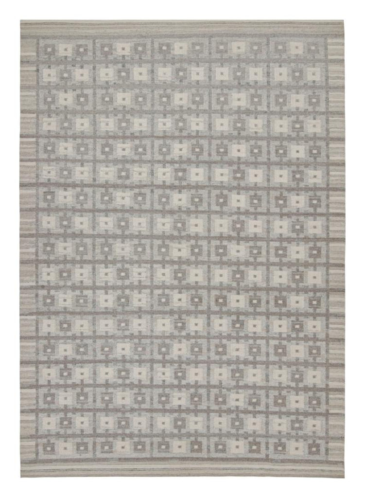 Scandinavian Rug With Gray And Beige Geometric Pattern