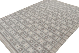 Scandinavian Rug With Gray And Beige Geometric Pattern